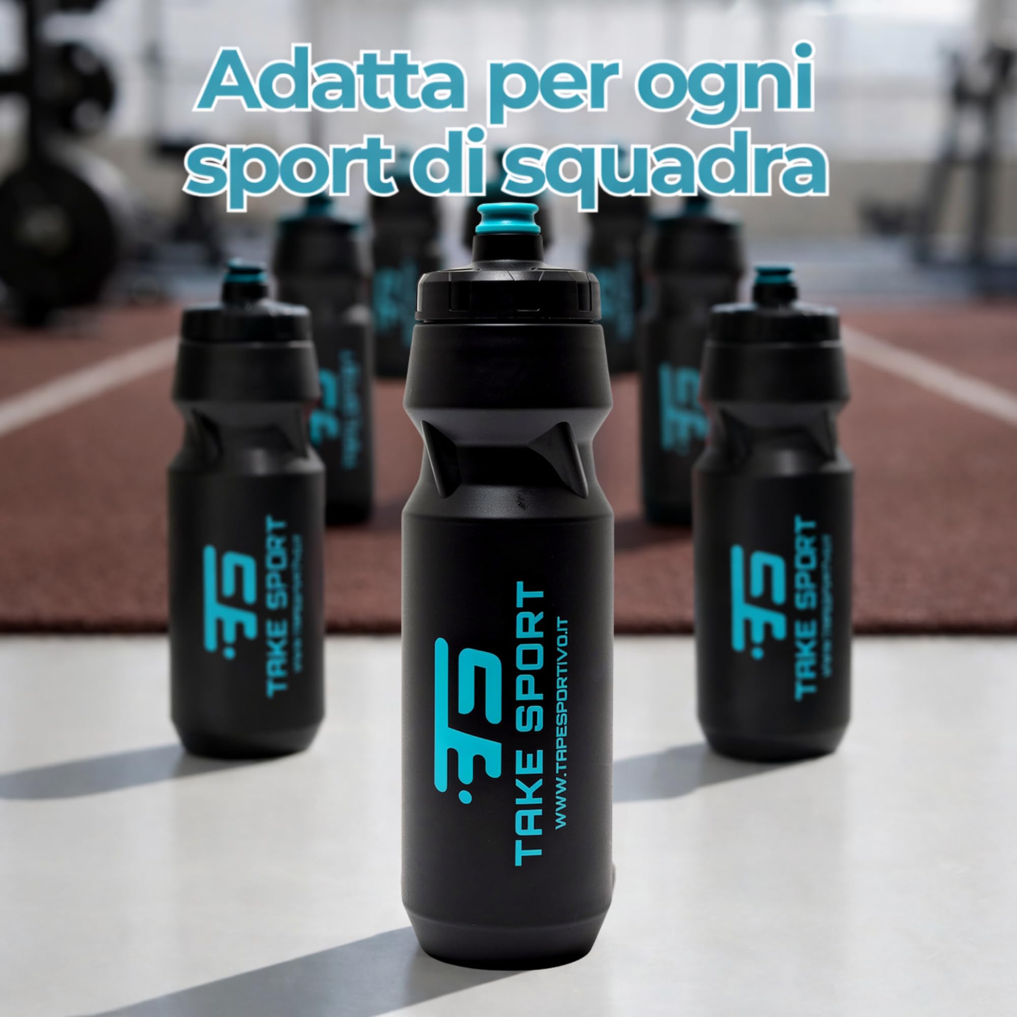 TS TAKE SPORT -Sportflasche 1 Liter aus lebensmittelechtem PP 8 Stück – Wasserflasche Fitnessstudio mit luftdichtem auslaufsicherem Deckel – Trinkflasche für Laufen, Radfahren und Team Sport