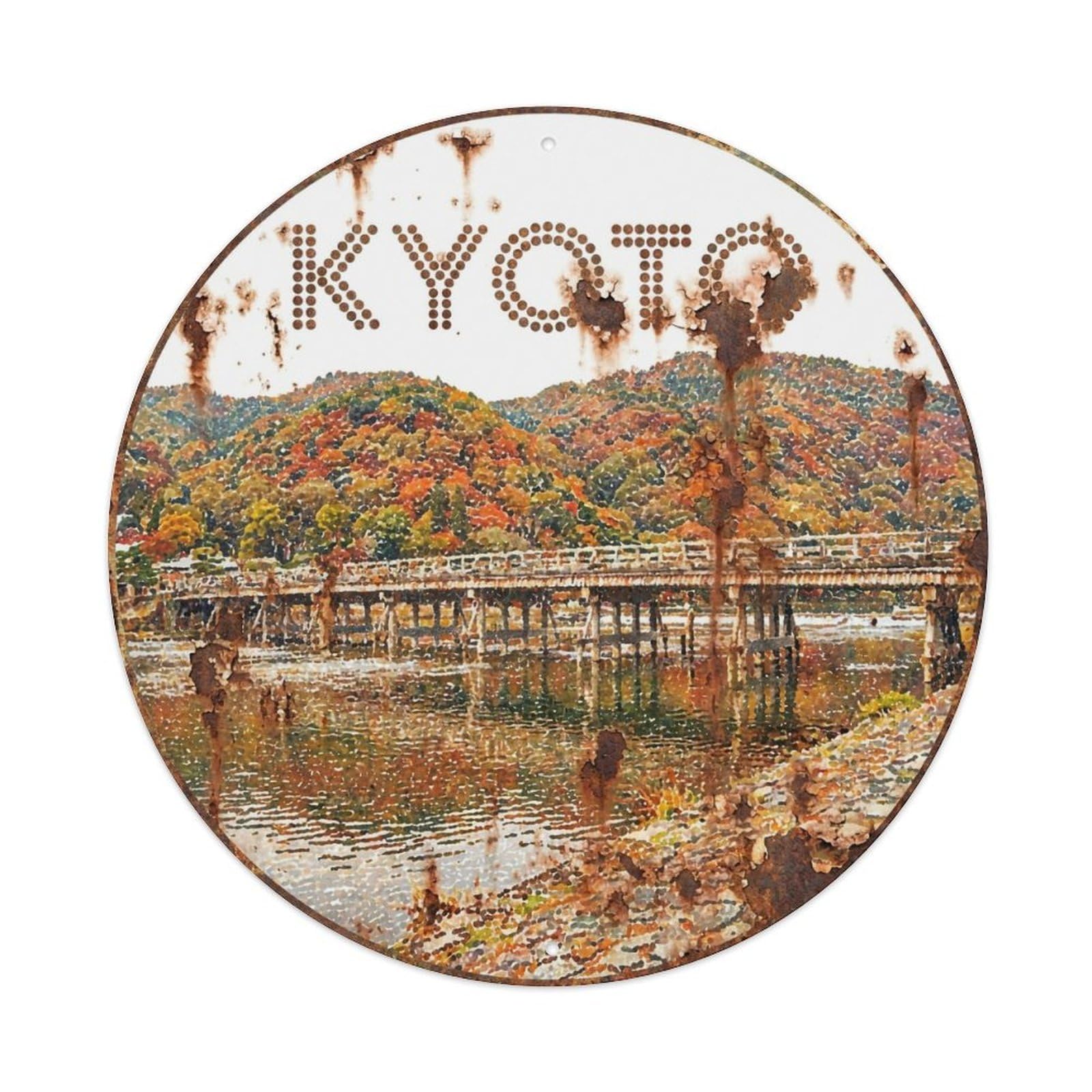 Vintage Travel Kyoto Japan Peaceful Vintage Metal Tin Sign Plaque Wall Decor for Cafe, Club Bar, Office, Garden Metal Poster 8x8Inch