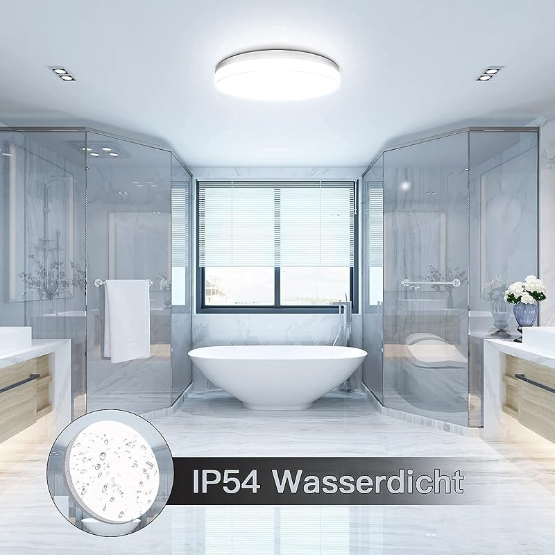 tekstap LED Mennyezeti Lámpa 24W, 4000K Természetes Fehér, IP54 Vízálló, 2400 Lumen, 30cm Kerek, Fürdőszobába, Konyhába, Nappaliba, Hálószob