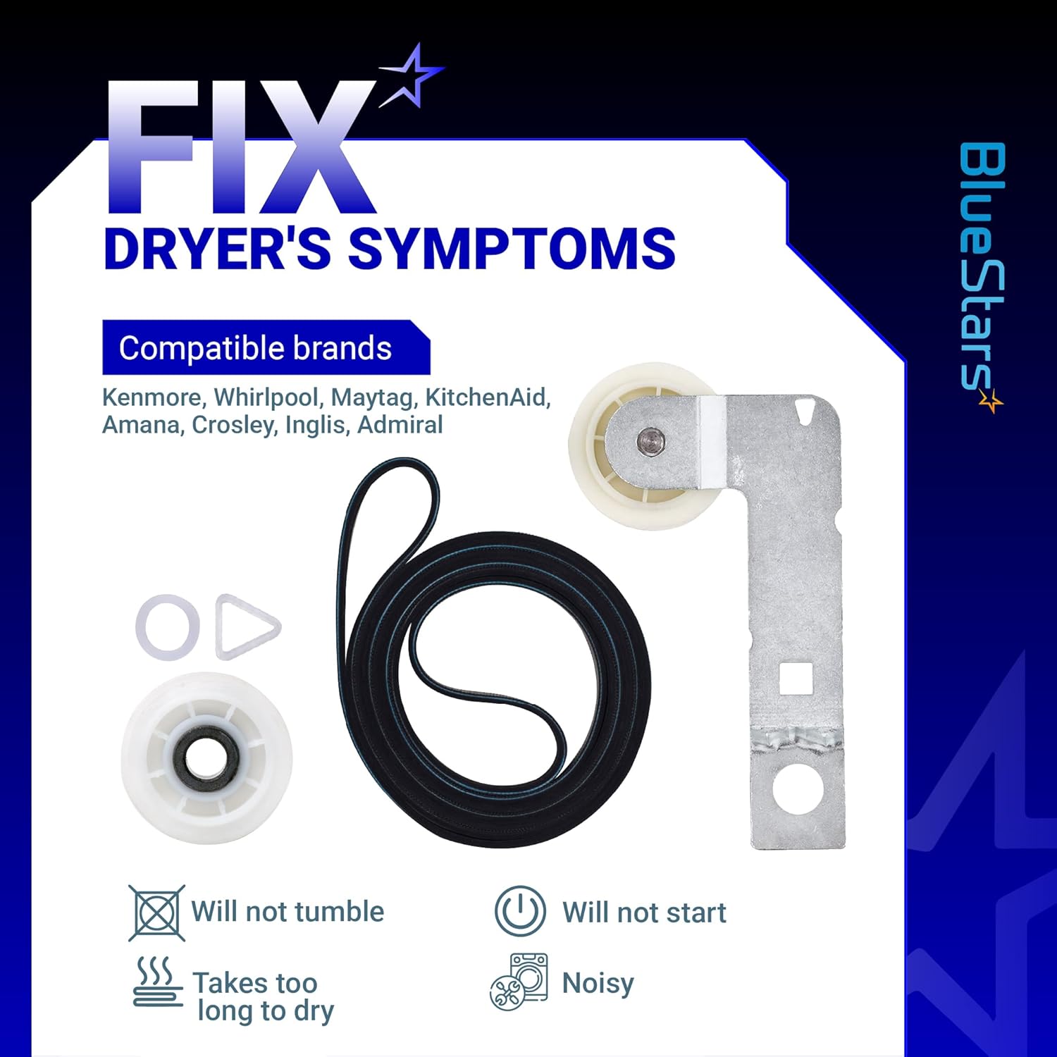 BlueStars 661570V 661570 & 279640 & W10837240 Dryer Drum Belt Idler Pulley and Pulley Kit - Compatible with Whirlpool Maytag Kenmore Dryers WED9200SQ0 WED5600XW0 WED9200SQ0 GEW9250PW1 - Image 6