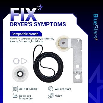 BlueStars 661570V 661570 & 279640 & W10837240 Dryer Drum Belt Idler Pulley and Pulley Kit - Compatible with Whirlpool Maytag Kenmore Dryers WED9200SQ0 WED5600XW0 WED9200SQ0 GEW9250PW1