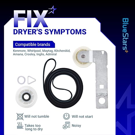 BlueStars 661570V 661570 & 279640 & W10837240 Dryer Drum Belt Idler Pulley and Pulley Kit - Compatible with Whirlpool Maytag Kenmore Dryers WED9200SQ0 WED5600XW0 WED9200SQ0 GEW9250PW1