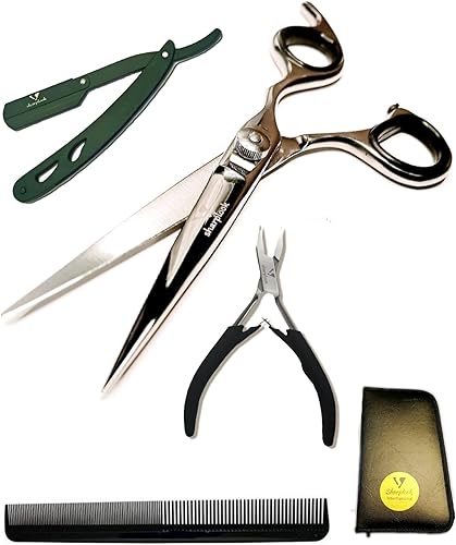 Juego de tijeras de corte de pelo de peluquería Kit de tijeras de borde afilado con cortador de uñas y peine para hombres mujeres niños y mascotas