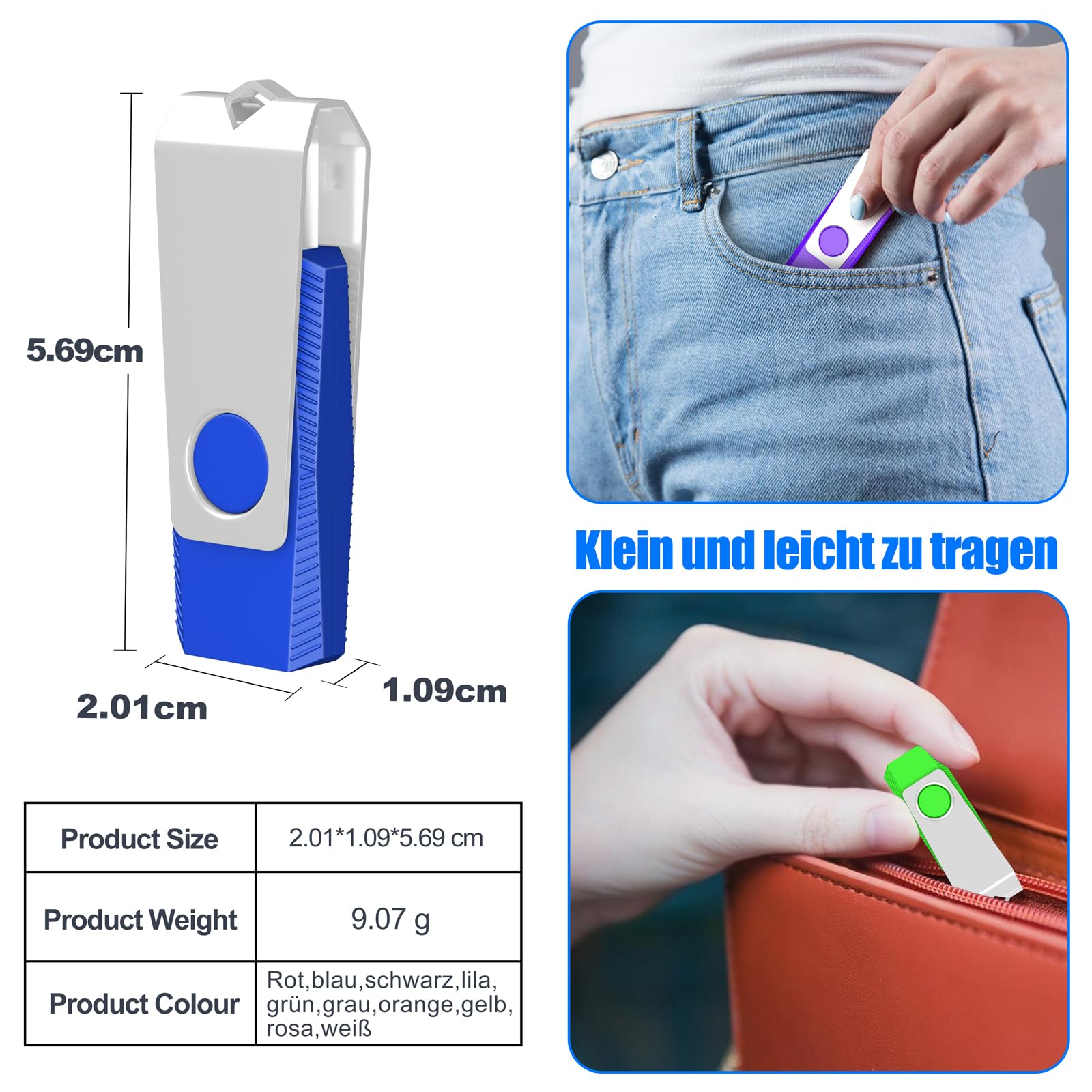 TEWENE Chiavetta USB 128 MB, set da 50 pezzi, chiavetta USB Flash Drive Stick,High Speed USB 2.0 multicolore