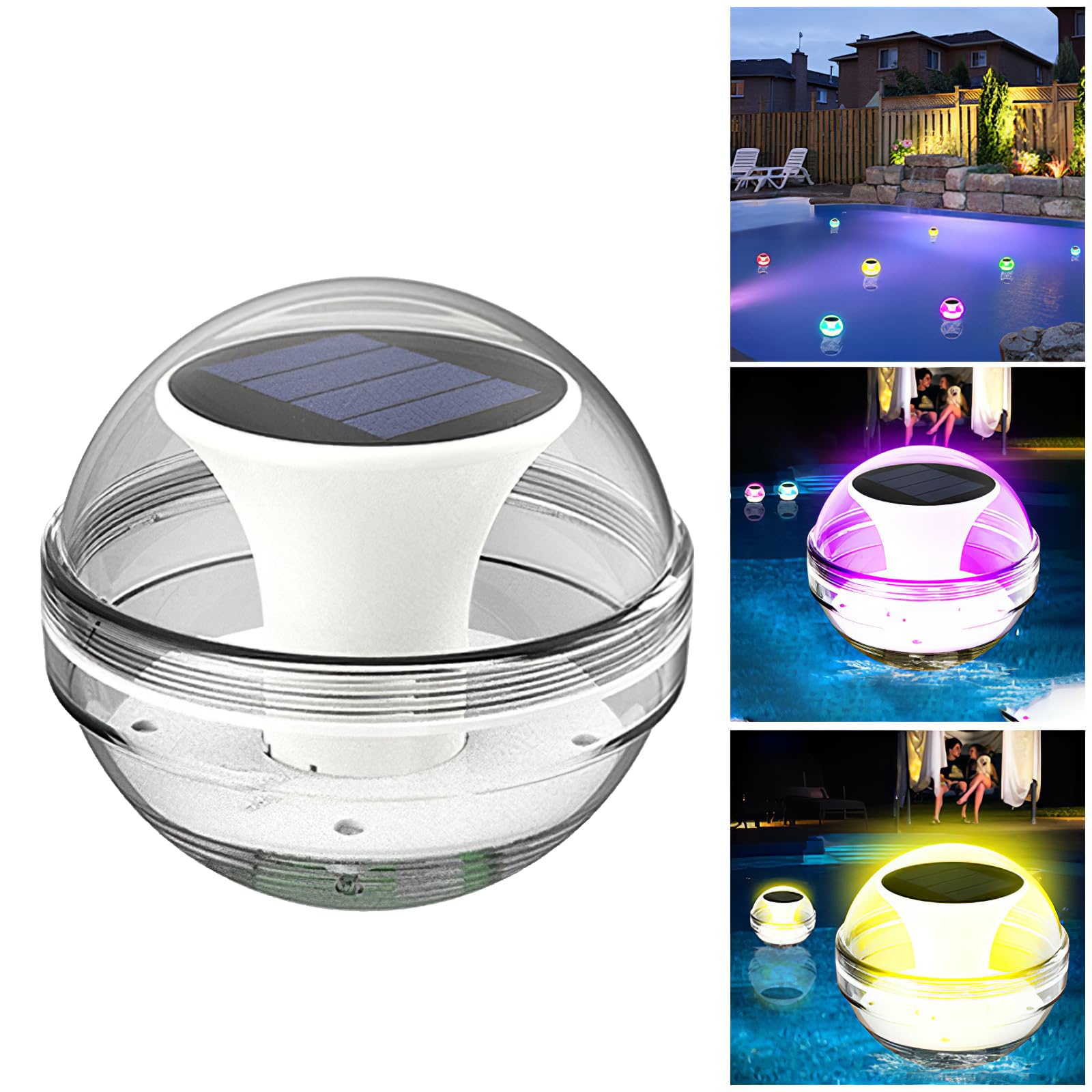LemonBest4 Pack Floating Pool Lights - Solar Pool Lights with RGB Color Changing IP68 Waterproof LED Pool Lights Outdoor LED Pool Lights for ot Bath Tub,Pool,Pond,Garden,Spa Party Decorations
