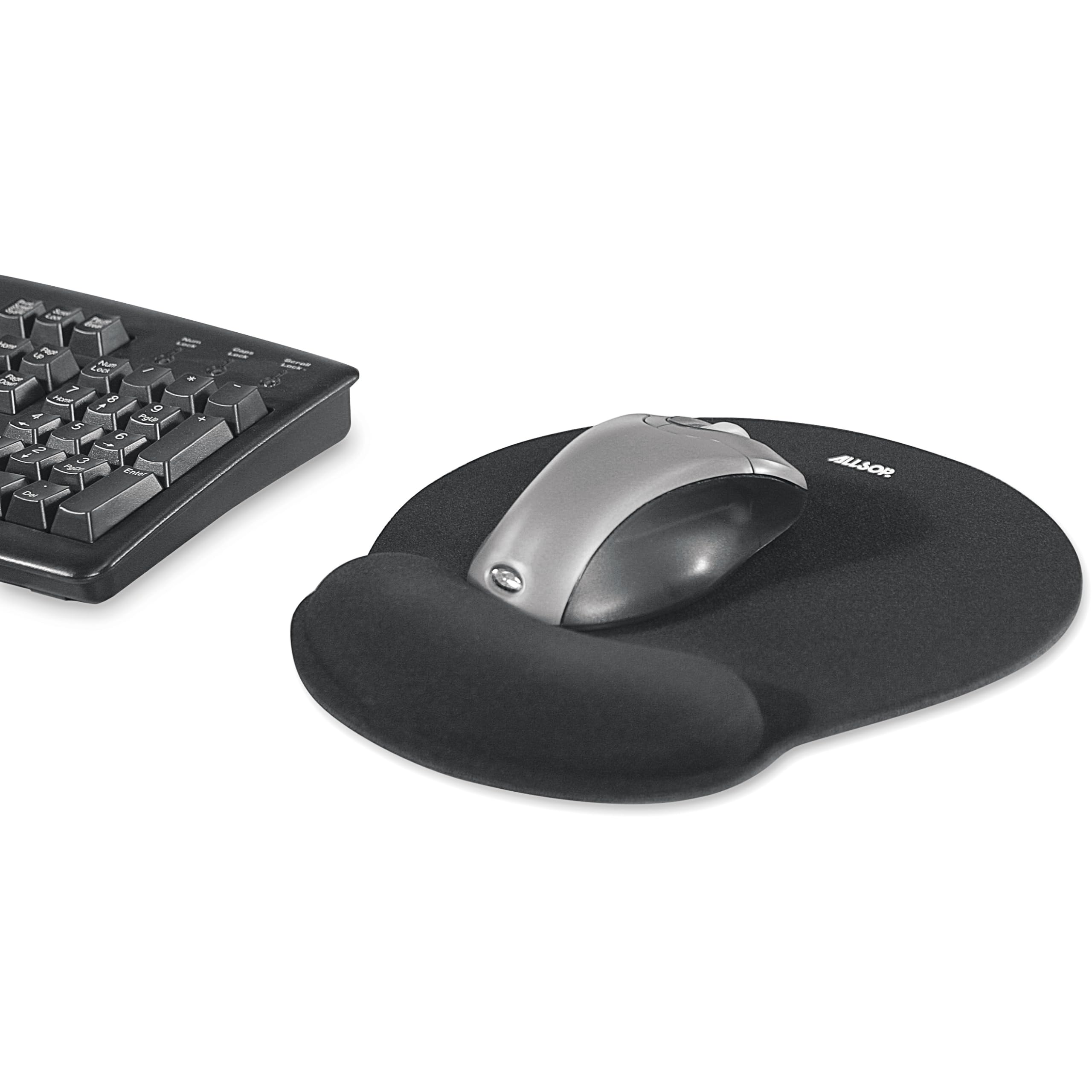 ALLSOP Podkładka pod mysz z pianki z pamięcią kształtu z wbudowaną podpórką pod nadgarstek ergonomiczna redukcja stresu (czarna) 05940