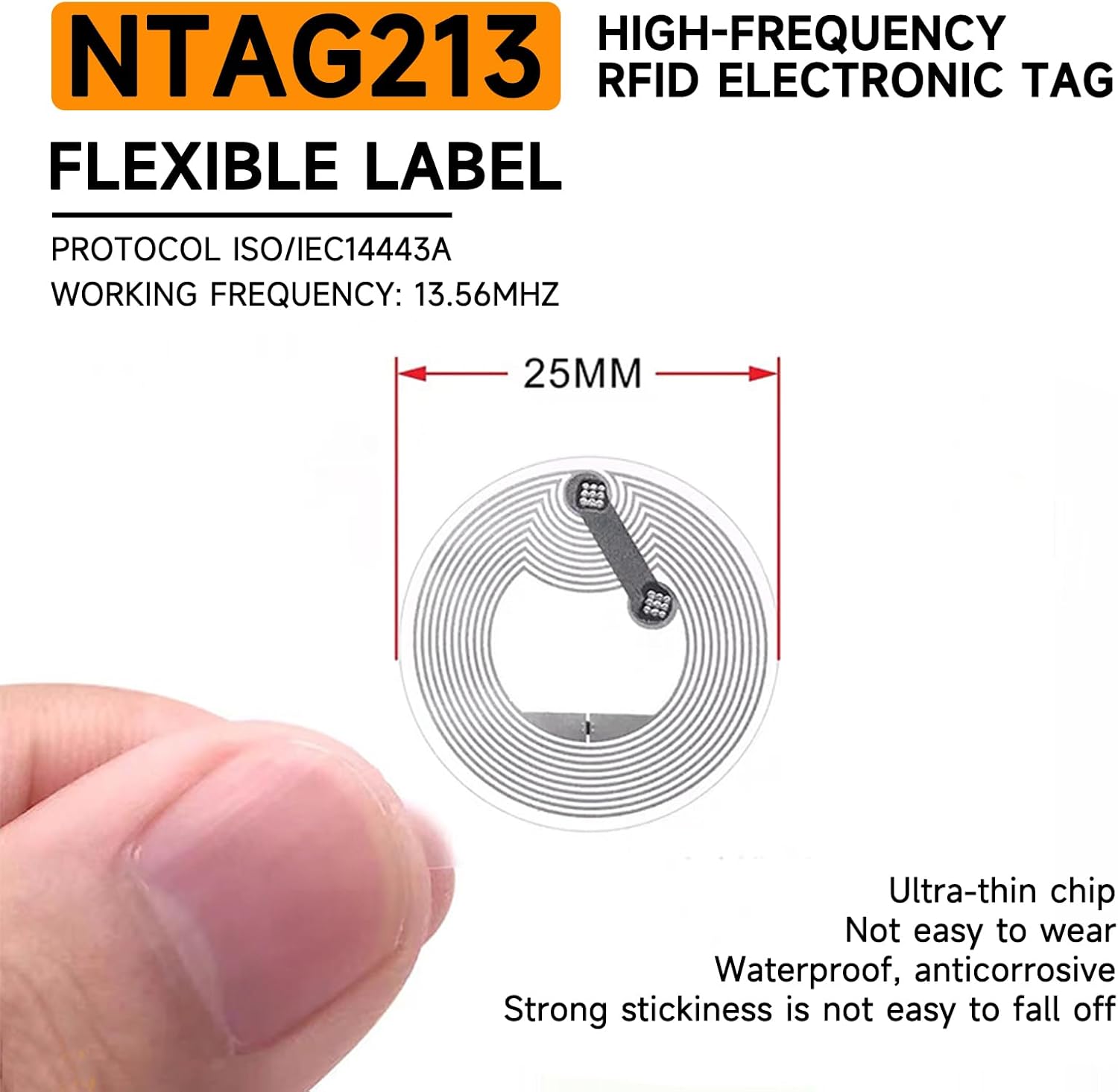 100pcs Yanzeo NTAG213 Chip NFC Stickers NFC 213 Adhesive Labels 144 Bytes Memory Compatible with TagMo and Amiibo, Fully Programmable for NFC-Enabled Devices