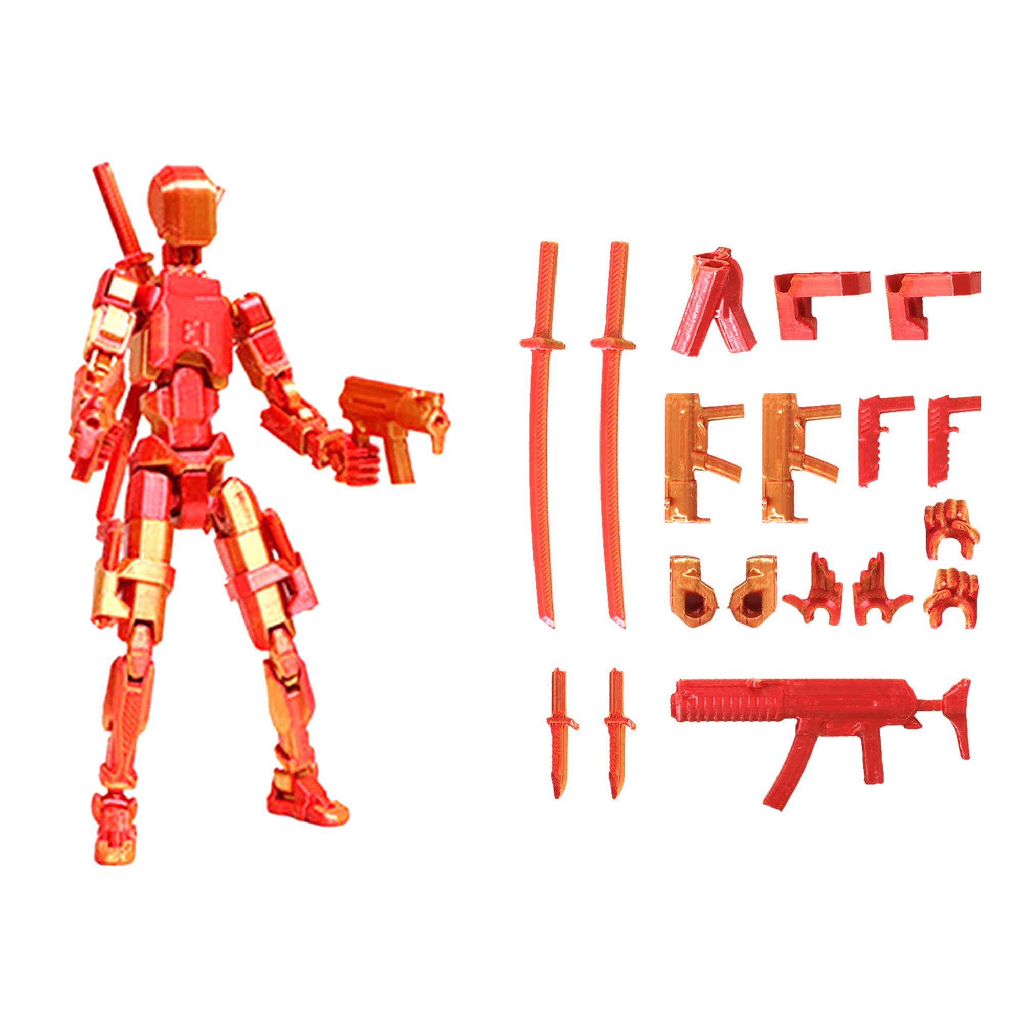 Set De 4 Figurines Lucky 13 T13 – Action Figures Imprimées 3D Multi-Articulées, Mains Et Armes Interchangeables, Déco Bureau