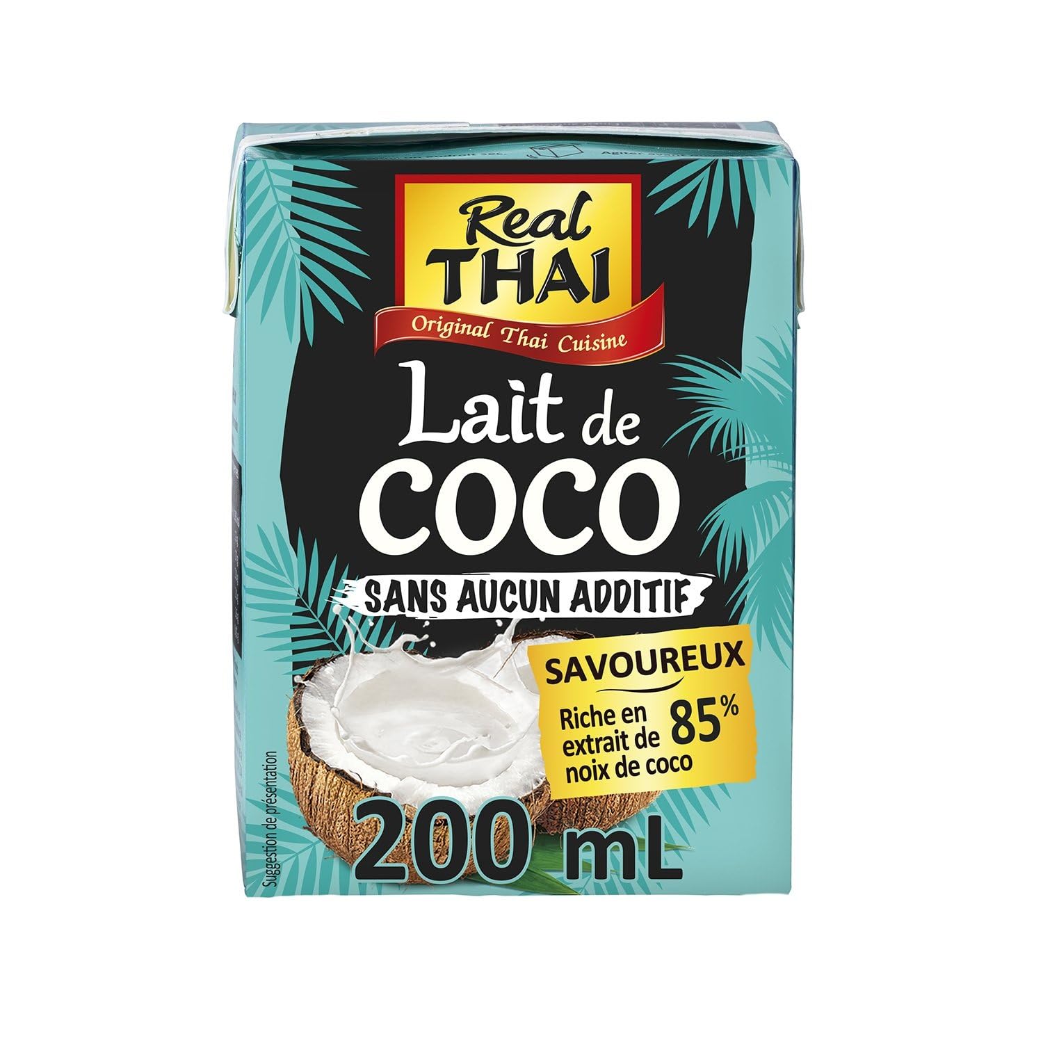 REAL THAI – Lait de Coco Naturel 85% Extra Onctueux, Sans Additifs pour Recettes Exquises (Briquette 200mL) - Lot de 4 - vendu par Lot