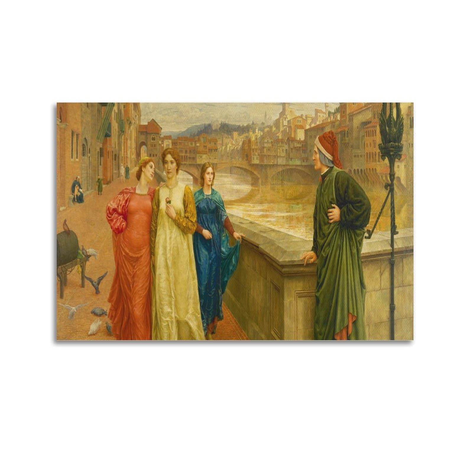 Kangzeng Unframe-Style Dante Gabriel Rossetti Painter Works (Dante And Beatrice) Art Posters Canvas Room Aesthetic Wall Art Prints Home Modern Decor 16X24inch(40X60cm)