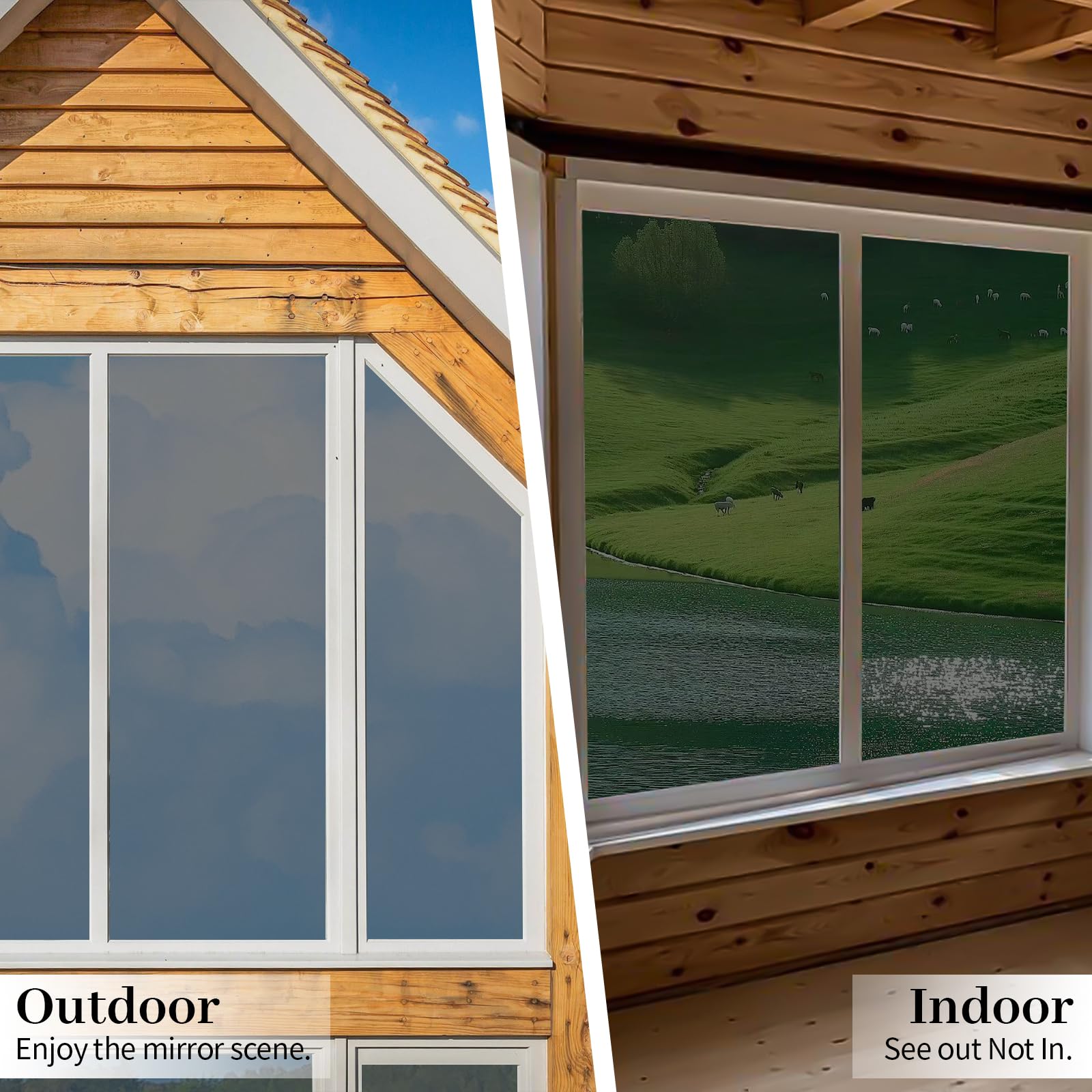 Niviy Película de espejo unidireccional para ventana del hogar con herramientas de instalación, bloqueo solar UV y control de calor y película diurna para ventana, ver hacia fuera para oficina en casa