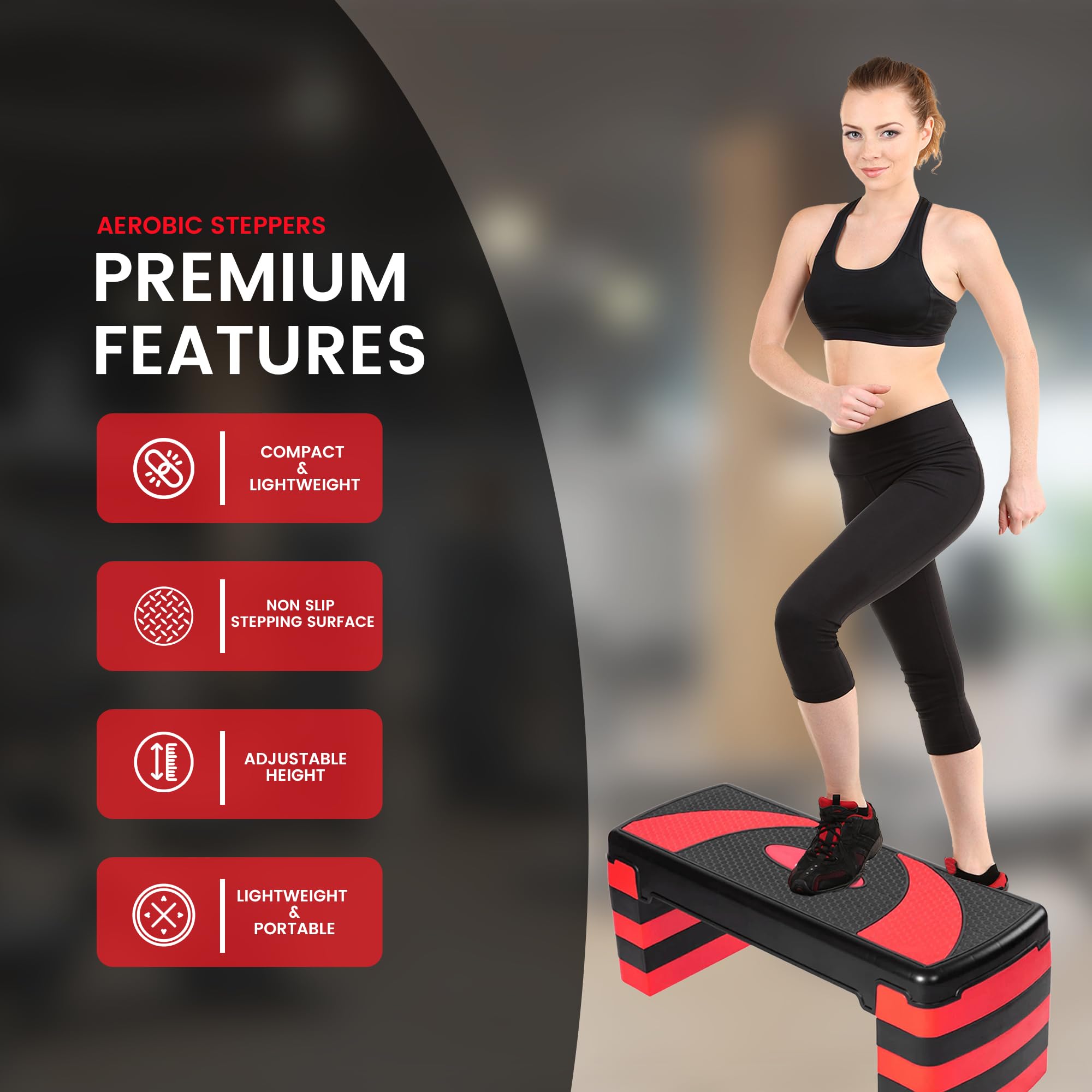 stepper aérobic réglable en hauteur sur trois niveaux