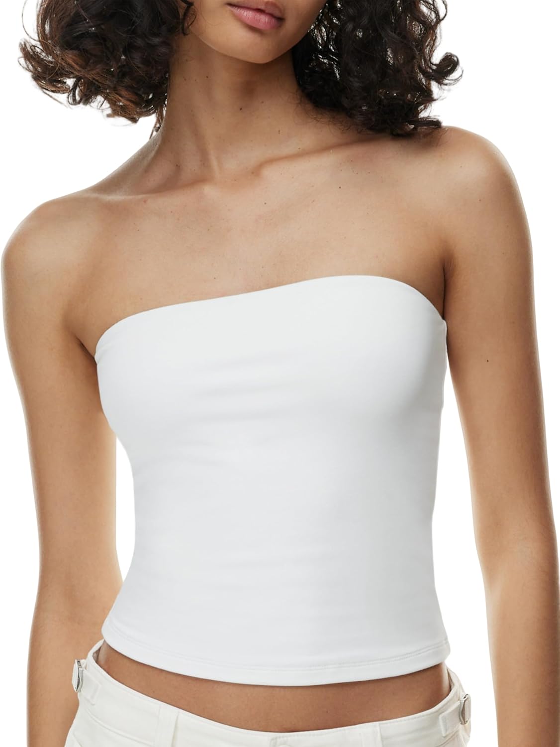 AJISAI Womens Double Lined Tube Tops Crop Going Out Tops Strapless Tank Summer Top 2026