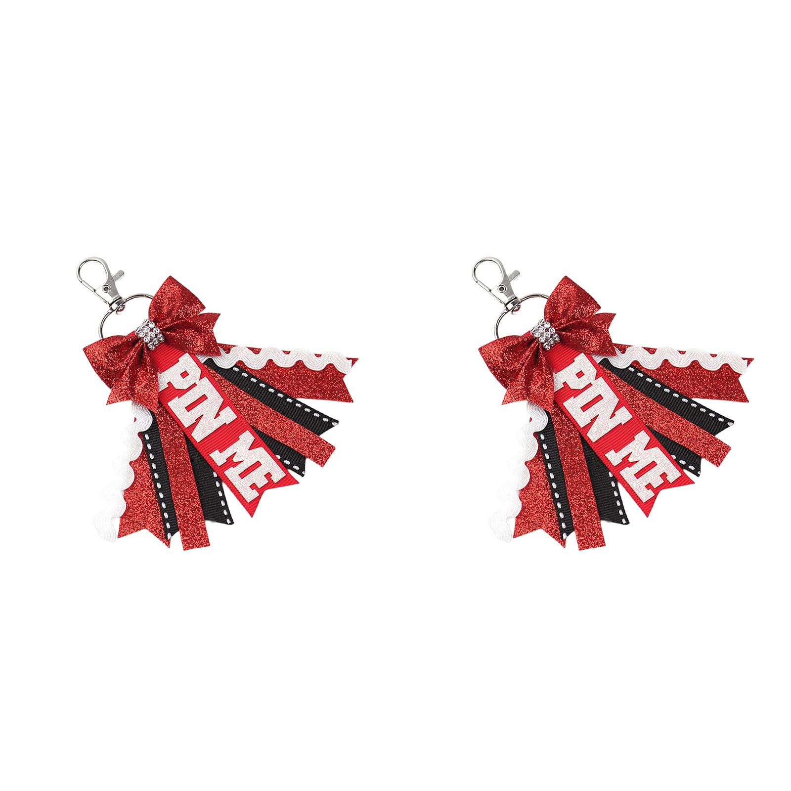Jazuaiao Cheer PinMe Ribbon for Backpacks Glitters Cheerleaders Keychains Bulk Gift PinMe Keychains