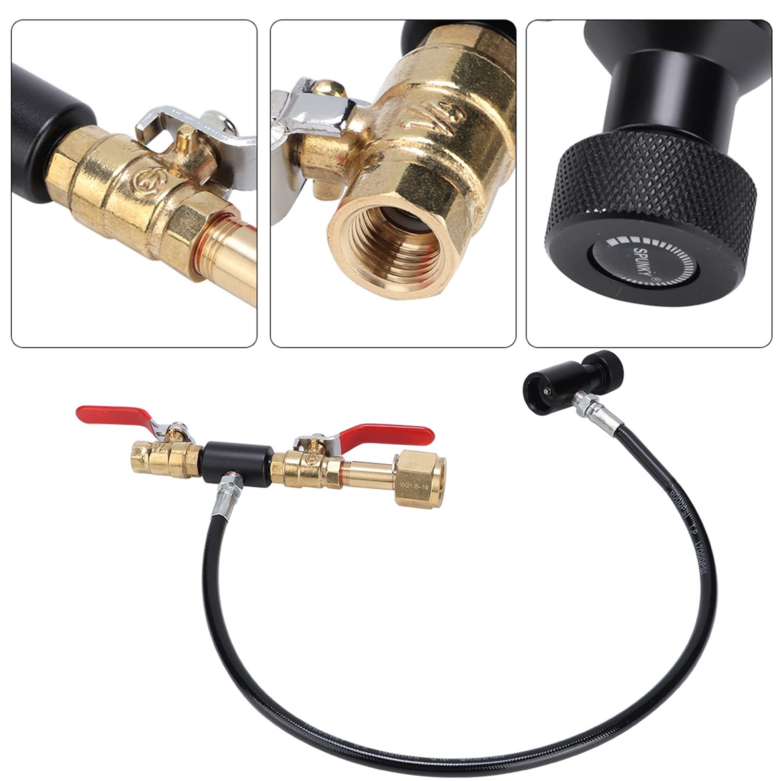 Adapter do napełniania butli CO2 z 36-calowym wężem do napełniania sodą, gwint EU W21.8-14 ((gwint europejski W21.8-14) 36 cali)