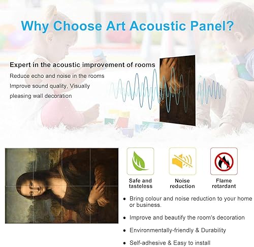 Miniatura 7 de Art Acoustic Panels, 8 Pack Self-Adhesive Large Wall Art Paintings for Wall Decoration, Sound Absorbing Panels for Recording Studio, Living room and