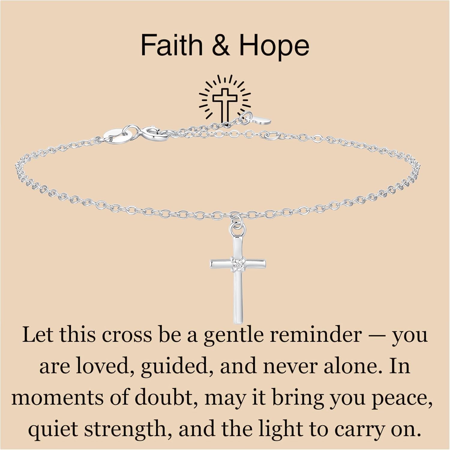 GAVU 925 Sterling Silver Zirconia Cross Bracelet for Women, Silver Cross Charm Confirmation Bracelet - Image 2