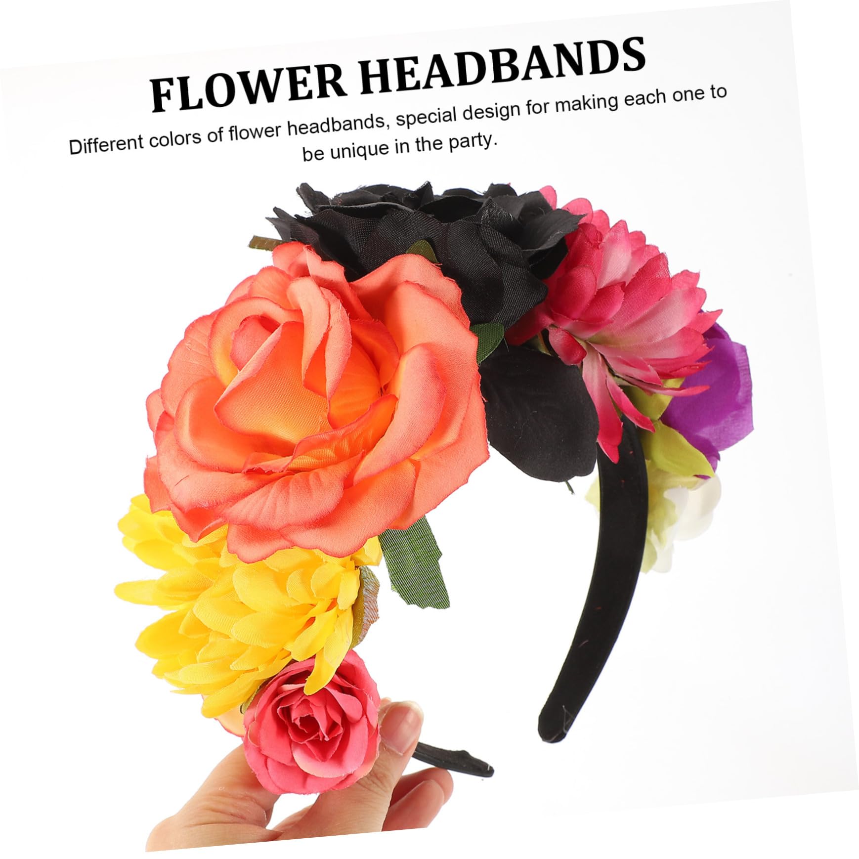 Pack Mexikanisches Blumenstirnband mit Rosenmotiv, Cloth