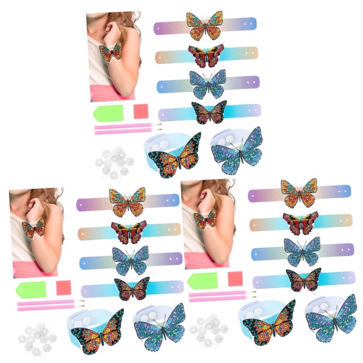 TOYANDONA 3juegos Pulseras De Diamantes Para Niñas Kit De Manualidades De Joyería Accesorios De Arte Diamante De Cumpleaños y Amistad