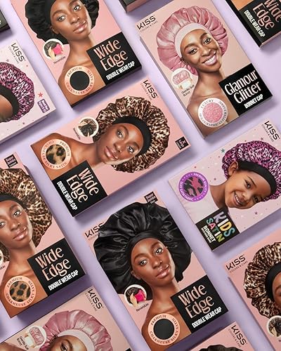 Miniatura 7 de KISS Colors & Care Gorra de satén sedoso con borde ancho de doble desgaste, XL, leopardo, diseño reversible de doble cara, protege los estilos y