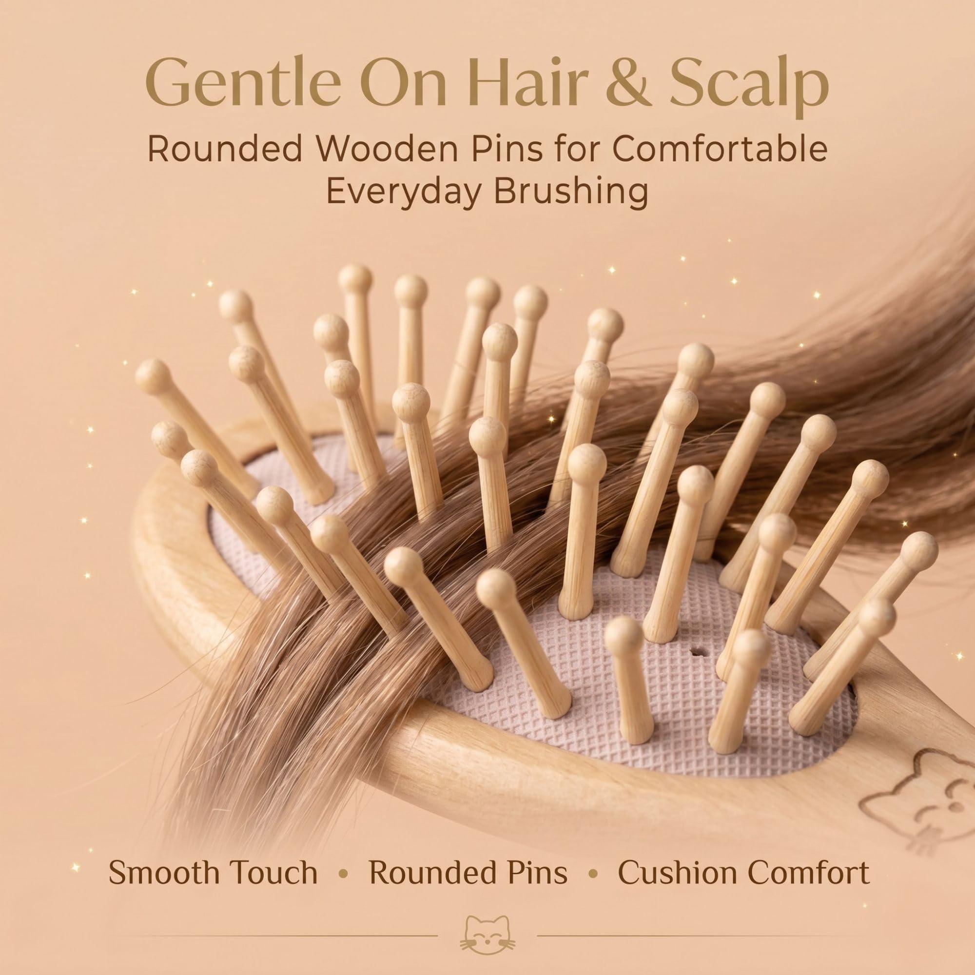 Organic B Cute Mini Wooden Hair Brush for Girls, Teens & Women, Compact Travel Hair Brush with Wooden Massage Pins, Detangling Paddle Hairbrush for Thick, Curly, Straight & Long Hair, Purse & Backpack Friendly 2