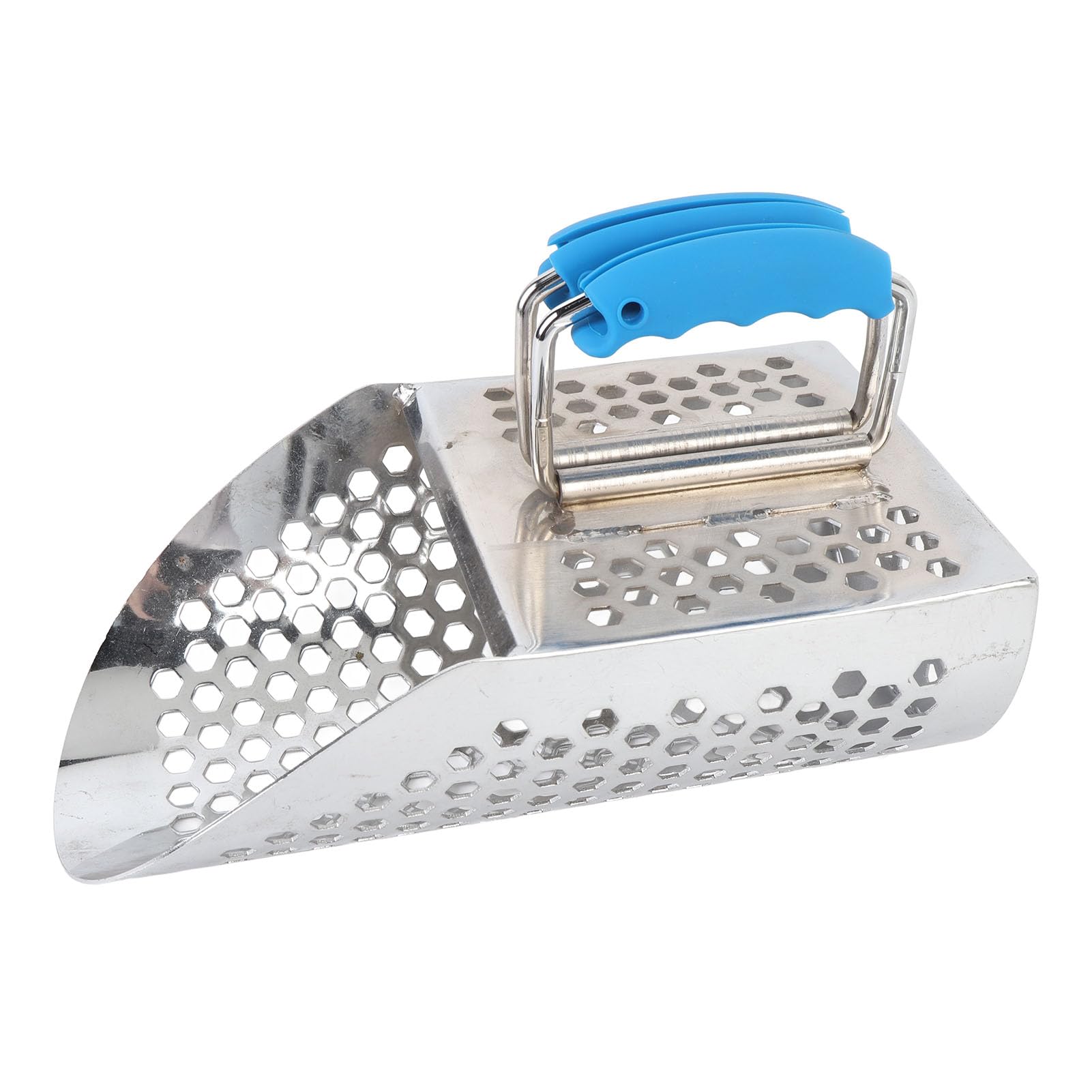 Asixxsix Pala Detectora de Metales, Pala Tamiz de de Acero Inoxidable con Orificios para Tamiz y Plegable para Accesorios de Detección de Metales en la Playa