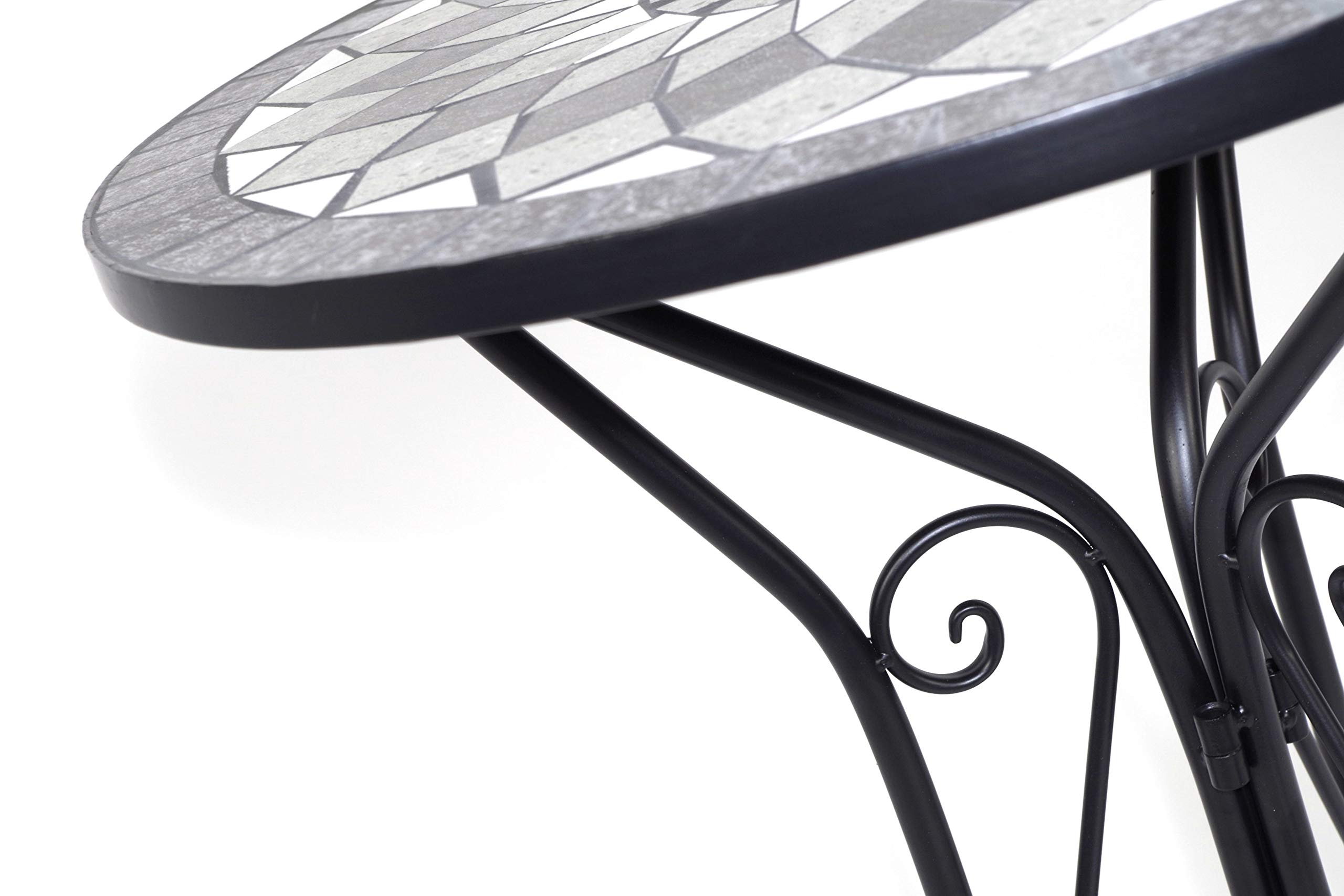 Kobolo Mosaiktisch Gartentisch Metall H70 cm x D60 cm Grau
