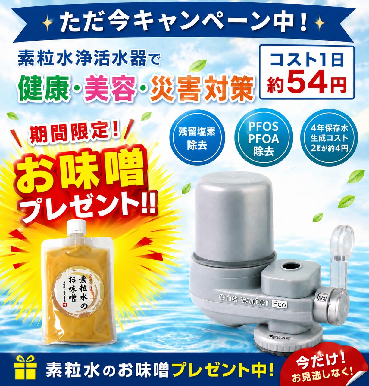 【新品未使用品】素粒水　ワンウォーター　エコ　カートリッジ付　浄水シャワーヘッド Amazon | 株式会社フリーサイエンス 素粒水 ワンウォーターECO【素粒水