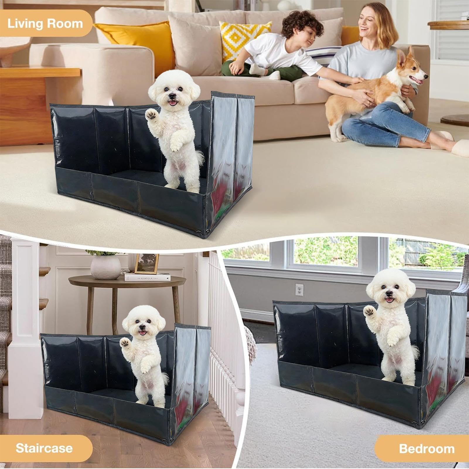 Bandeja Sanitaria para Perros,Sanitario Portátil Plegable Impermeable,Baño para Perros Plegable con Soporte para Toallas Absorbentes - para Interiores Exteriores Balcón Porche y Limpieza