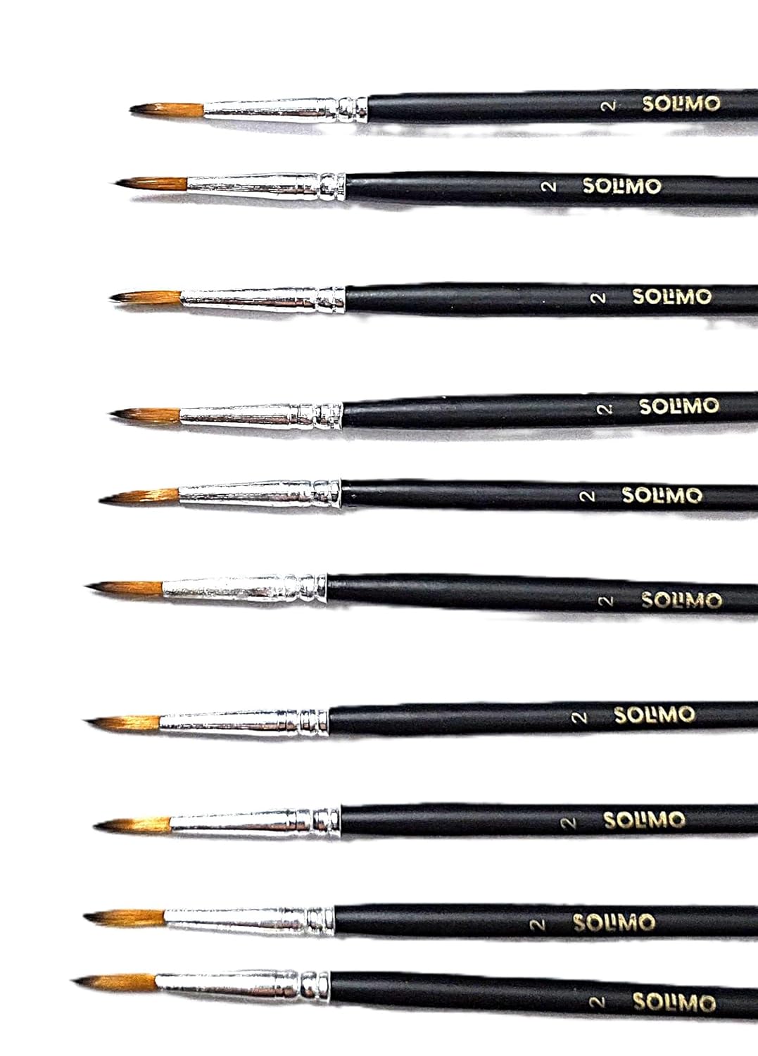 New Year Sale Amazon Brand - Solimo Size 2 Round Paintbrush Value Pack (10Pc) For Watercolor &Amp; Acrylic Painting - Professional Artist Quality