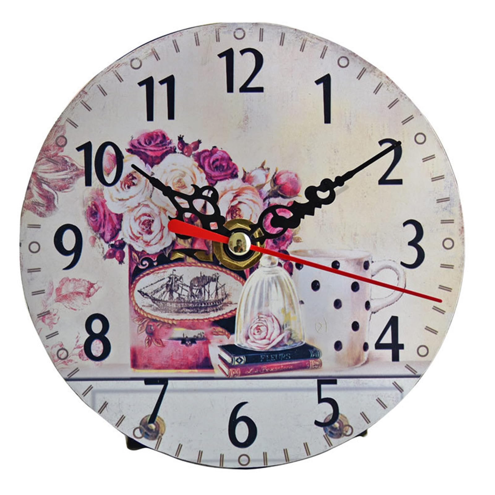 TUOYIBO 4.8 Inch Small Frameless Density Board Clock, Silent Movement Round Wall Clock, Home Decor Clock, Round Wall Clock
