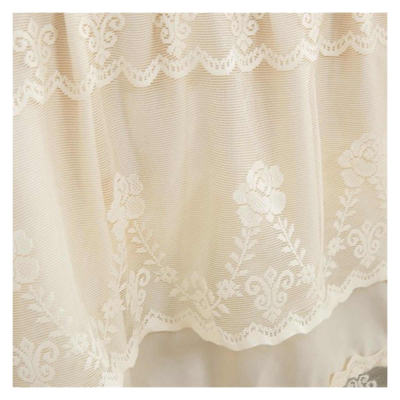 Jupes De Lit À Volants Jupe De Lit en Dentelle Luxe Princesse Fille Couvre-lit Reine King Size Printemps Draps Housse Lit Housse De Matelas Literie Rétro avec Jupe(Light Brown,150x200x45cm)