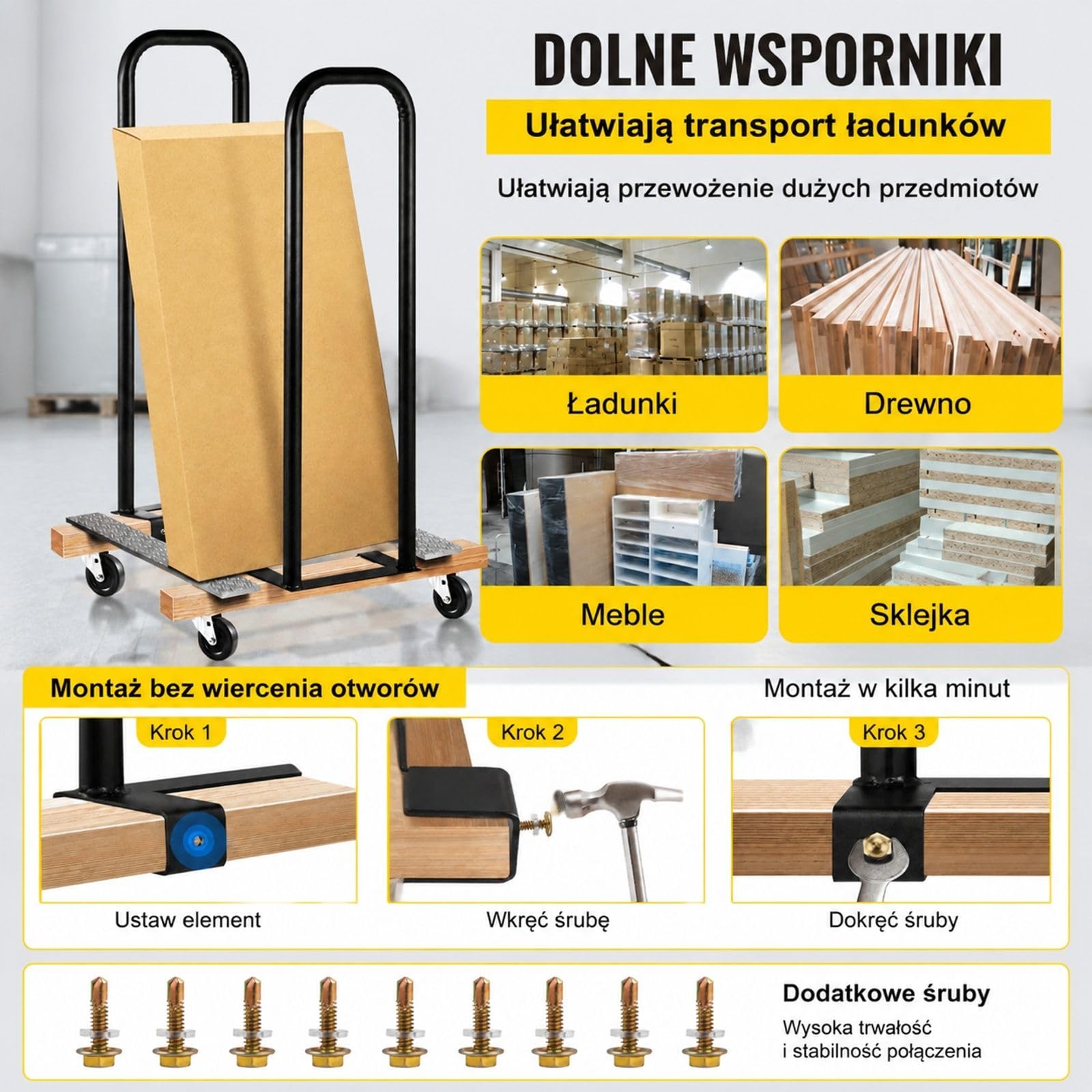Pręt konwertera do wózka, adapter holowniczy do transportu materaca i przeprowadzek
