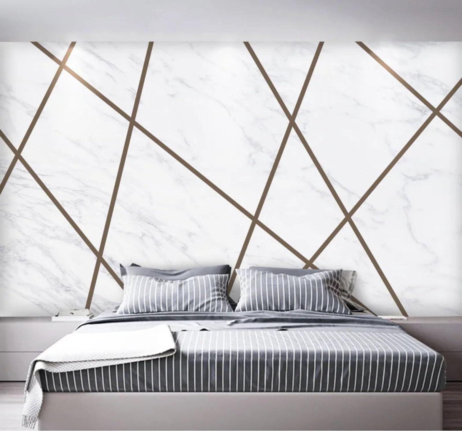 Wallpaper-3D-Xlm 350Cm×256Cm(B×H) Abstract Geometric Lines Marble Effect Texture 3D Wallpaper Easy Install Feature Office Living Room Sofa Bedroom Tv Background Wall Decoration-350Cm×256Cm