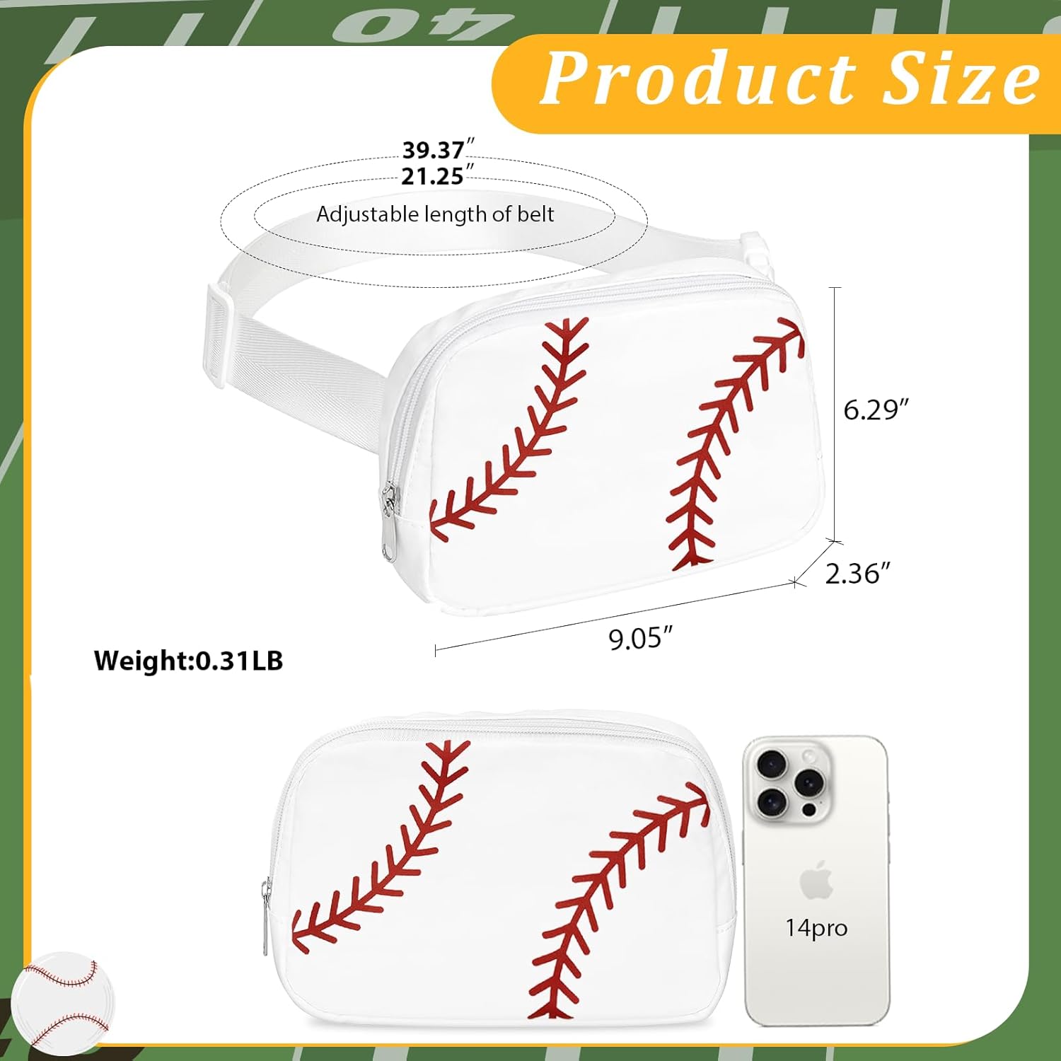 Lamyba Baseball Fanny Pack for Women, Baseball Mom Gifts, Sports Mom/Women Accessories Essentials Must Haves for Games/Travel/Everyday,Adjustable Waist Bag & Crossbody Purse,(White+Red) - Image 4
