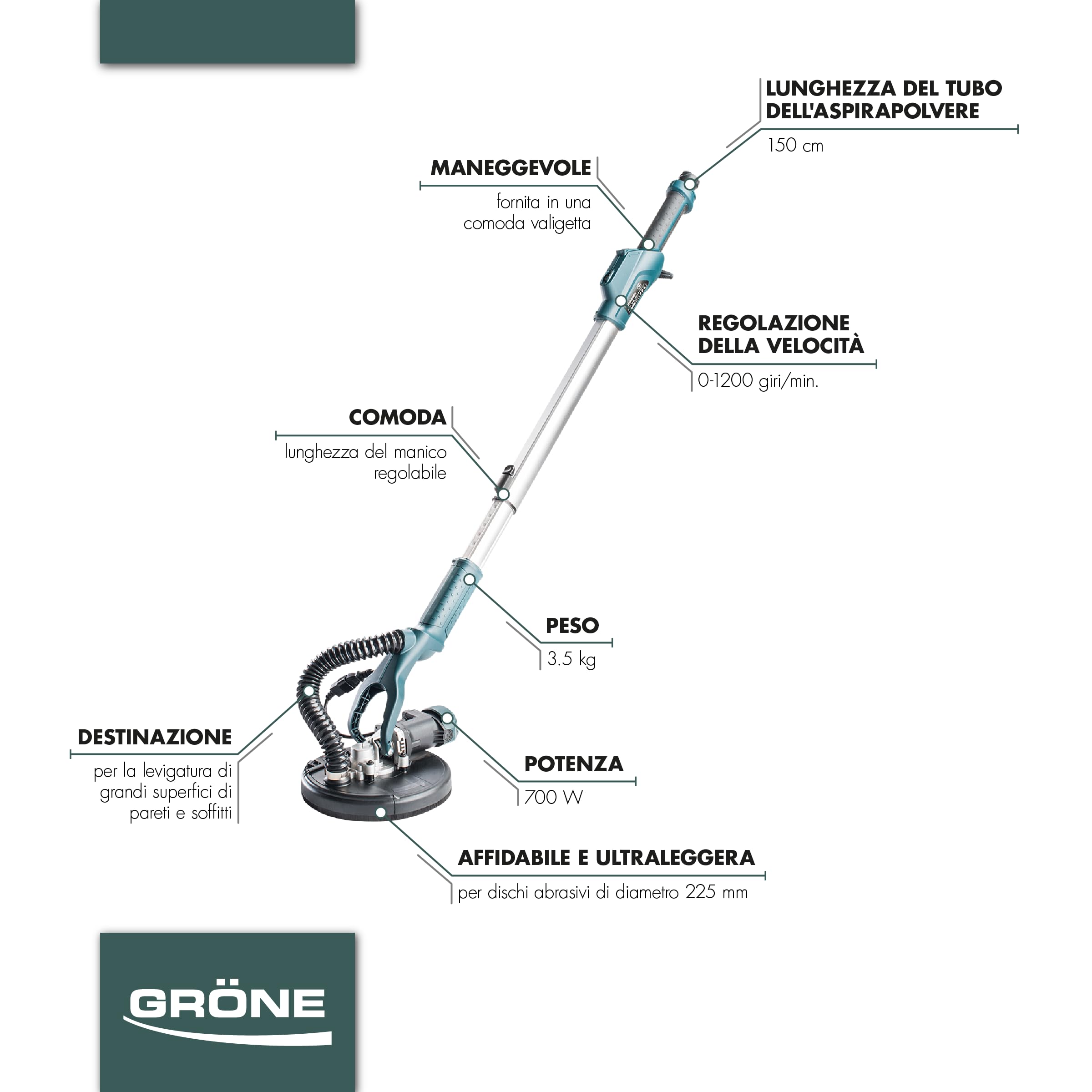 Szlifierka GRONE *23 x 650 W żyrafa