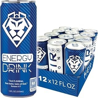 HEIR LION | The First Christian Energy Drink Natural Energy Drink – 12 Pack, 12oz Cans – Healthy, Low-Carb & Clean Energy – Natural Caffeine for Focus, Endurance & Workout – Prime Energy Alternative