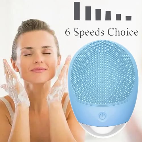Miniatura 5 de Cepillo de limpieza facial, 3 en 1, limpiador facial eléctrico de silicona suave impermeable, recargable por USB, IPX7, resistente al agua, cepillo