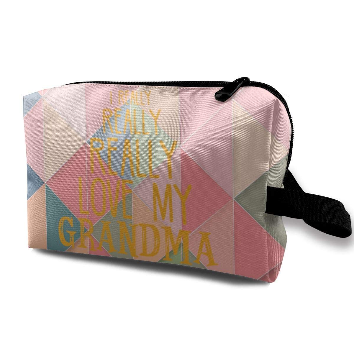 Hipiyoled I Really Really Really Love My Grandma Travel Makeup Bag Cosmetics Bag Zipper