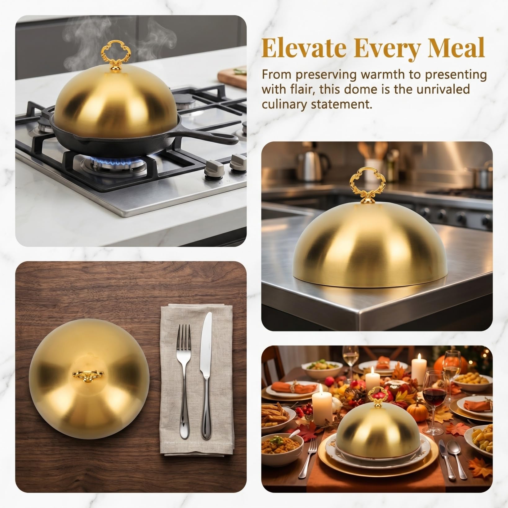 Cloche en acier inoxydable pour cuisson du fromage, steak, gâteau, beurre, dessert, badigeonnage, plaque de service, cloche pour hamburgers, sandwichs