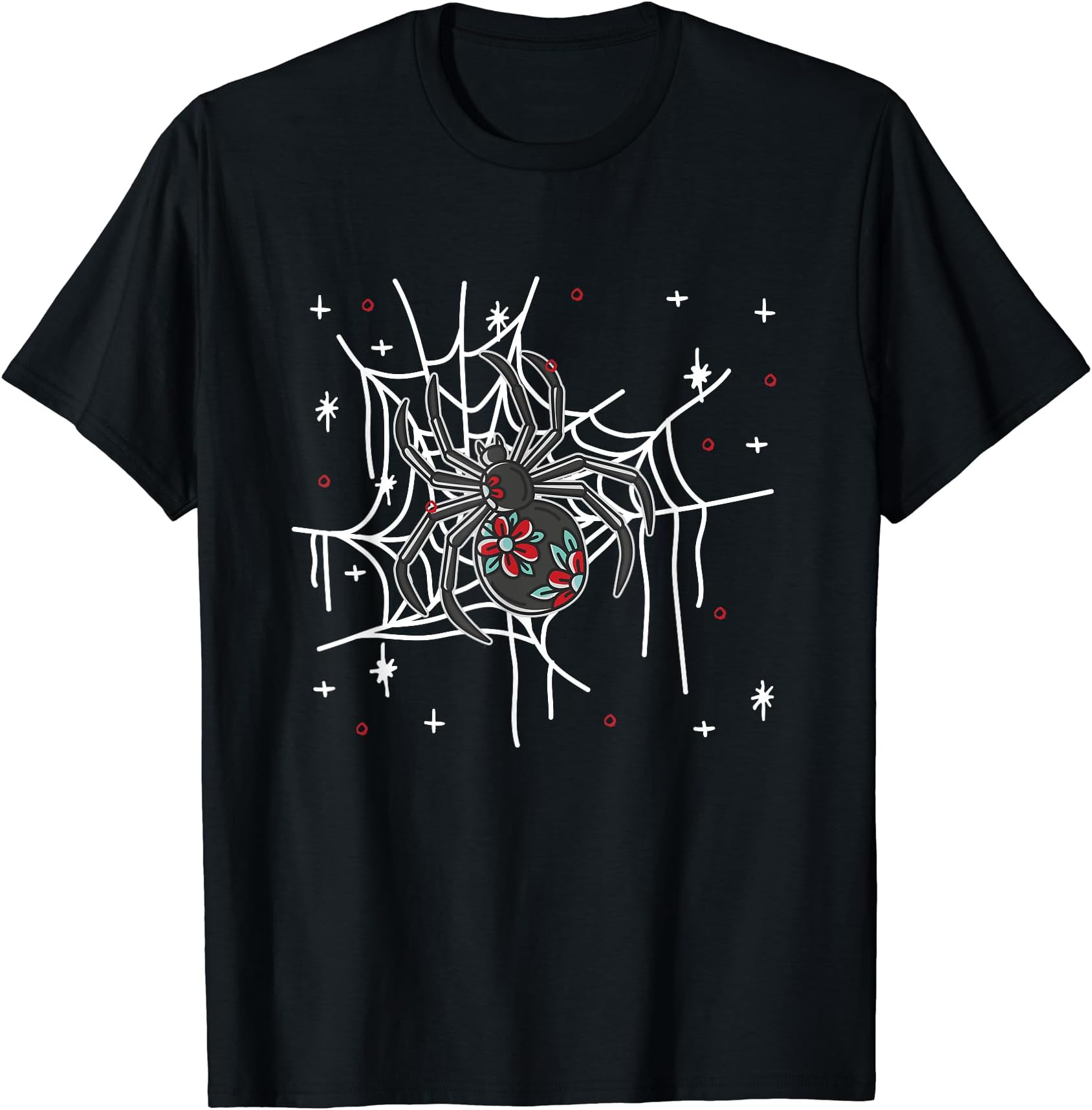 Halloween Shirts Spider Costume Men Women KidsFloral Spider Web Lazy Halloween Costume Cute T-Shirt