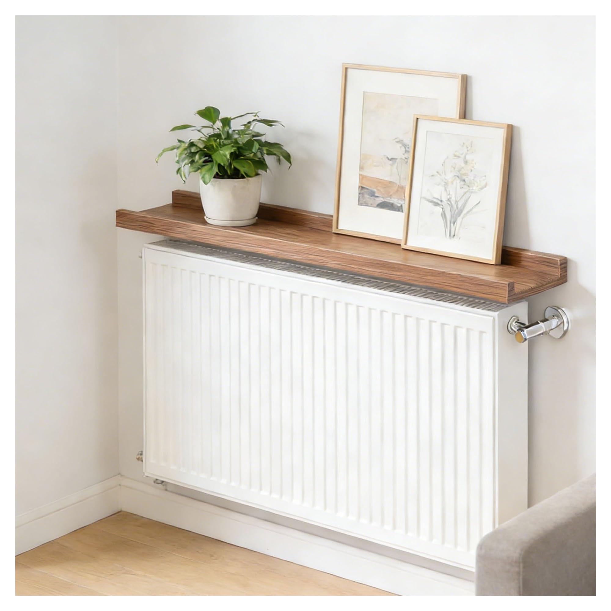 Étagère flottante pour cache-radiateur et tablette murale en bois pour salon et chambre