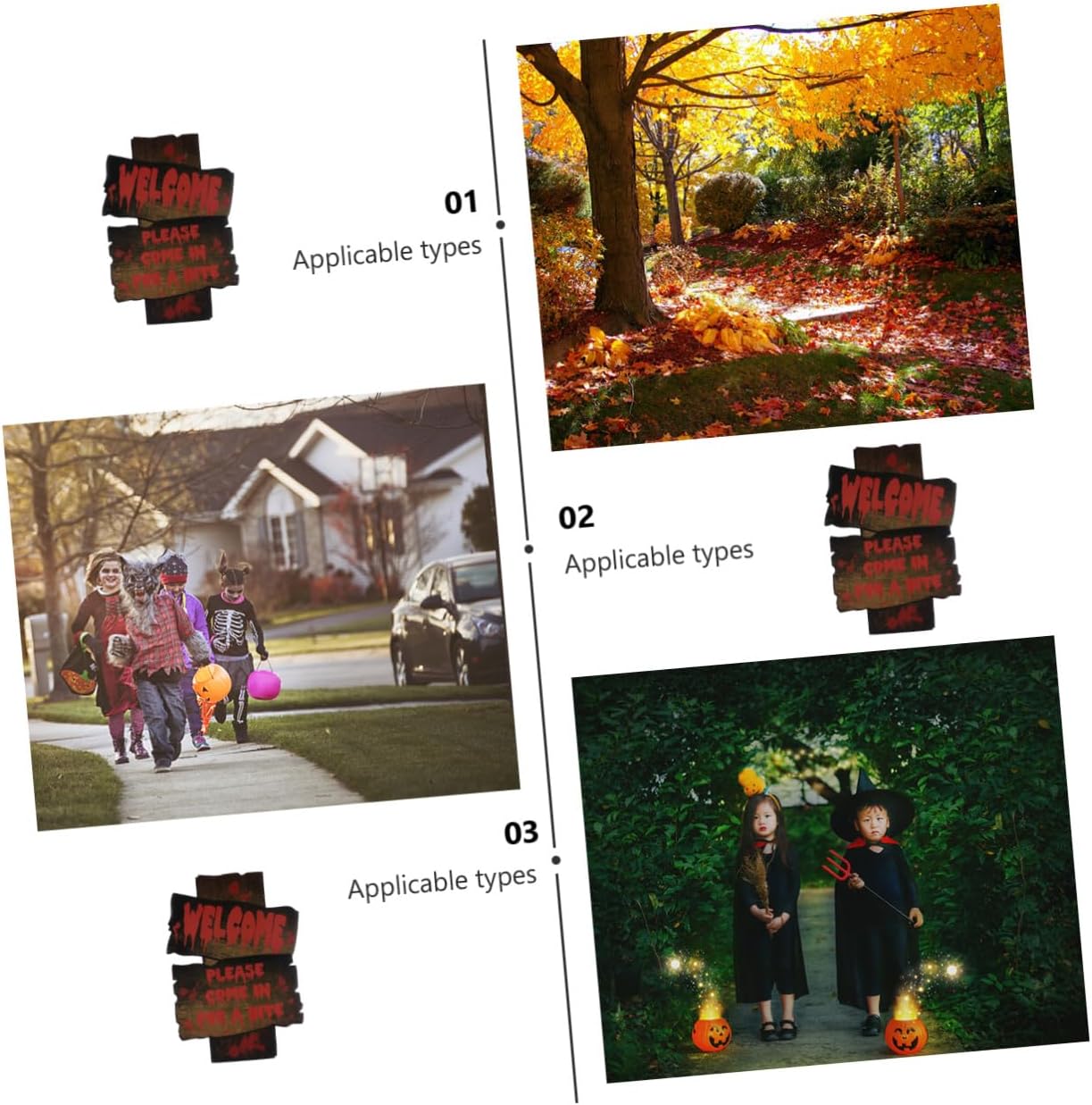 OSALADI Halloween Yard Stakes 3pcs Set Outdoor Lawn Decorations with Halloween Lawn Ornaments and Warning Signs for Garden and Party Use