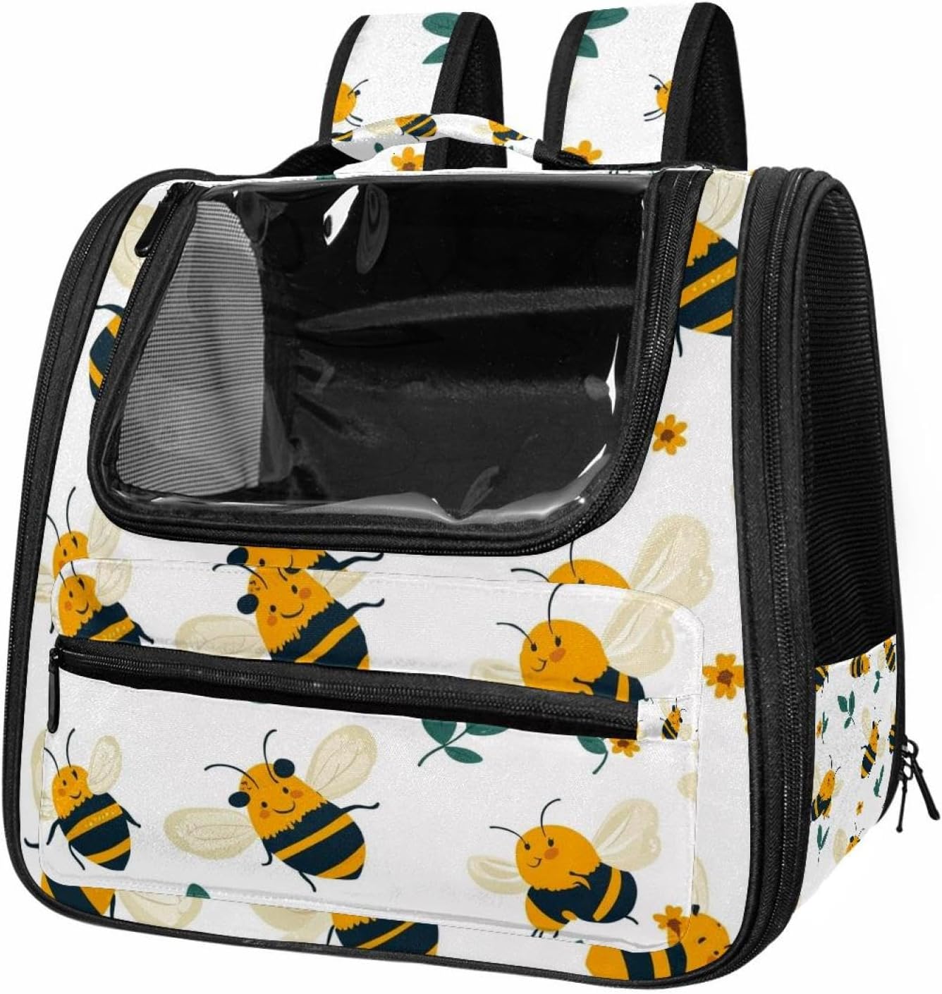 Portable Travel pet Backpack Carrier Hamster Bag Small Dog cat Carrier Breathable Hang Bag, Honey bee (7)