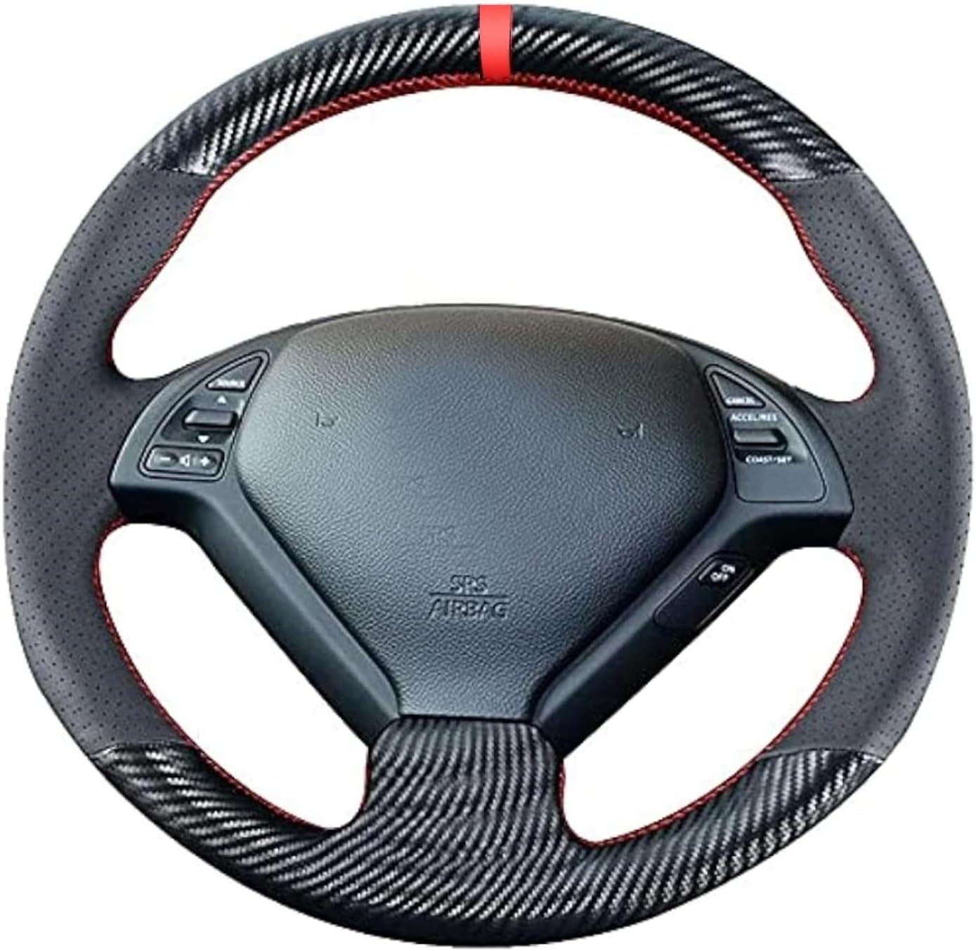 Loncky Black Genuine Leather Steering Wheel Cover - Infiniti G37/G35/EX35/EX25/Q60/QX50/Q40/IPL G Accessories