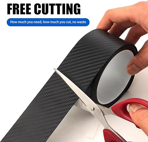 Miniatura 5 de Pack-1 Protector de umbral de puerta de automóvil, tira de fibra de carbono 3D para umbral de automóvil, 3.93 pulgadas x 32.8 pies, tira
