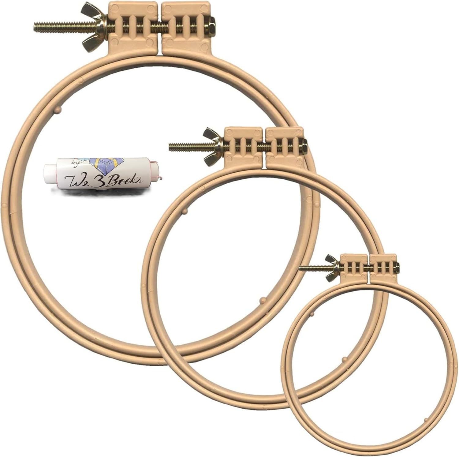 Morgan Quality Products No-Slip Embroidery Hoops Bundle, Interlocking Tongue and Groove Design (9", 7", and 5")