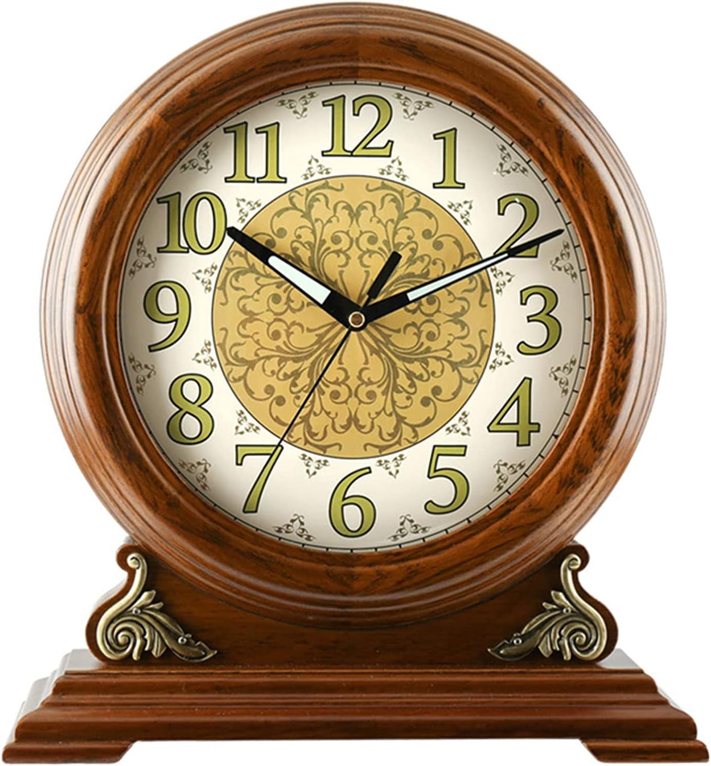 Oak Mantel Clocks, Wood Bracket Clock, Decorative Mantel Clock, Battery Operated Table Clock, HD Glass Easy to Read Desktop-Clock,