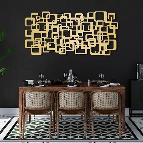 Miniatura 5 de Arte de pared geométrico de metal, decoración de pared abstracta y geométrica de metal, arte de pared de metal moderno de lujo, arte de pared de