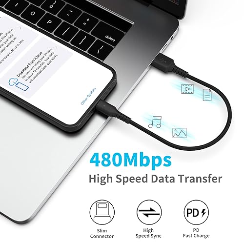 Miniatura 6 de Cable de carga para iPhone de 1 pie, paquete de 5 cables cortos USB A a Lightning de 12 pulgadas, cable de carga Apple certificado MFi de carga